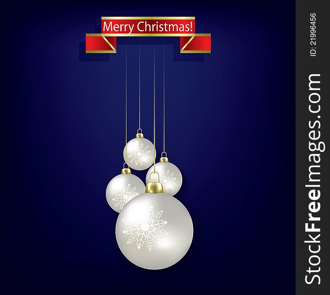 Abstract greeting with Christmas balls on blue