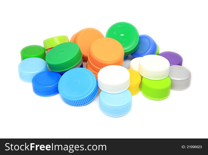 Colorful bottle lid on white background
