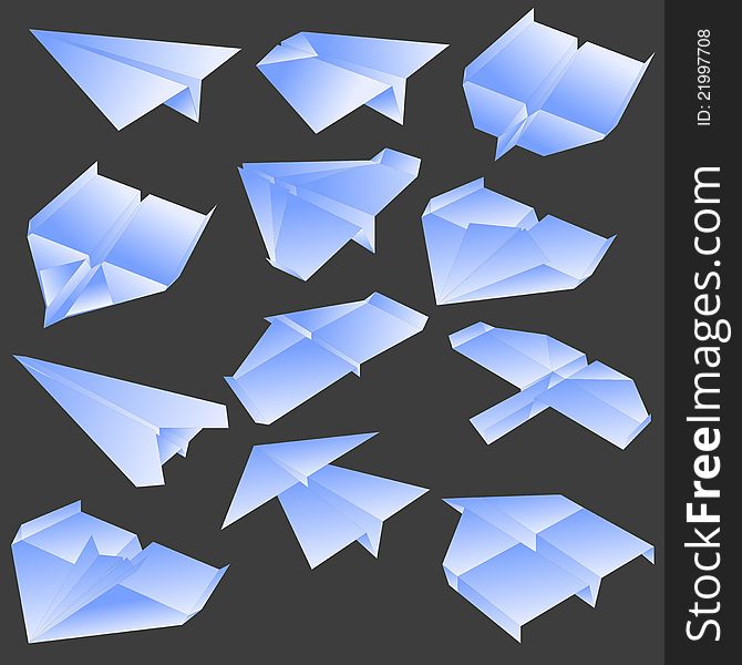 Illustration of twelve paper plane models. Illustration of twelve paper plane models