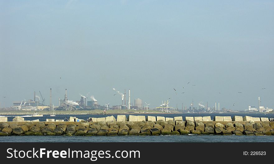 Skyline of a harbour IJmuiden, Holland