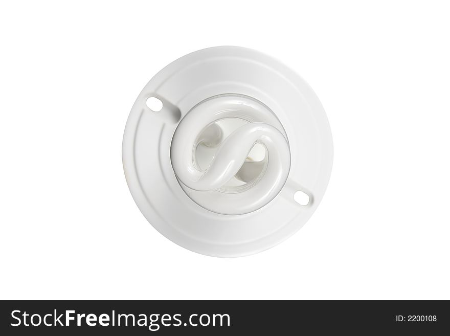 Fluorescent light bulb attached to light fixture