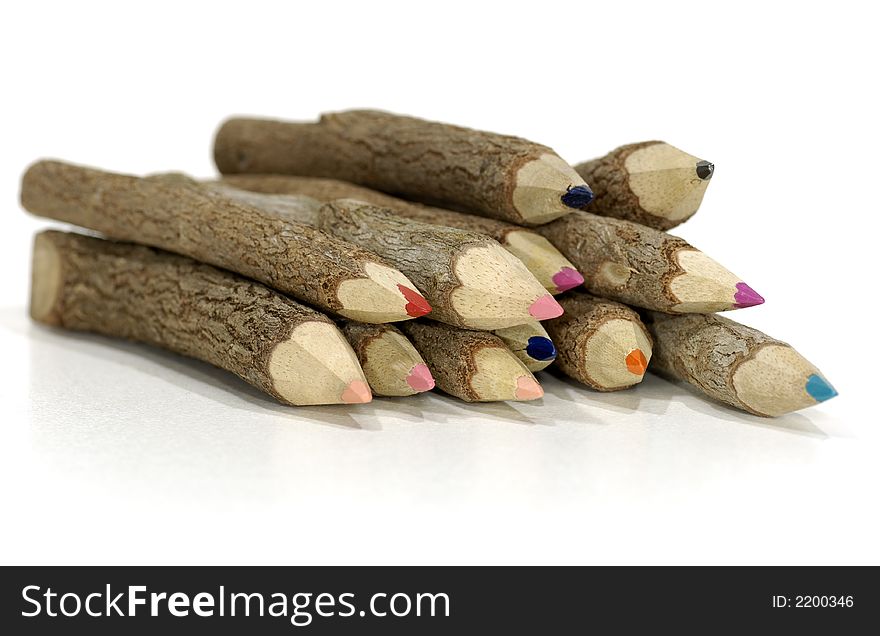 Photo of Wooden Log Pencils - Art Supplies. Photo of Wooden Log Pencils - Art Supplies