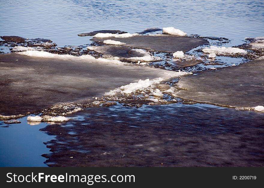Spring ice on the river Neva in St.-Petersburg
