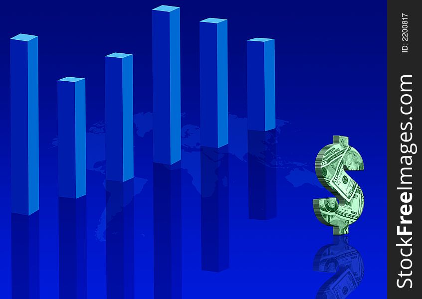 Bar Chart and Dollar Symbol. Bar Chart and Dollar Symbol