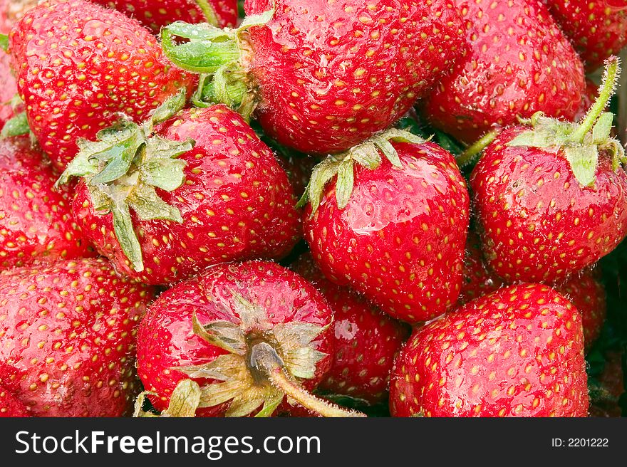 A close-up fresh strawberries. A close-up fresh strawberries