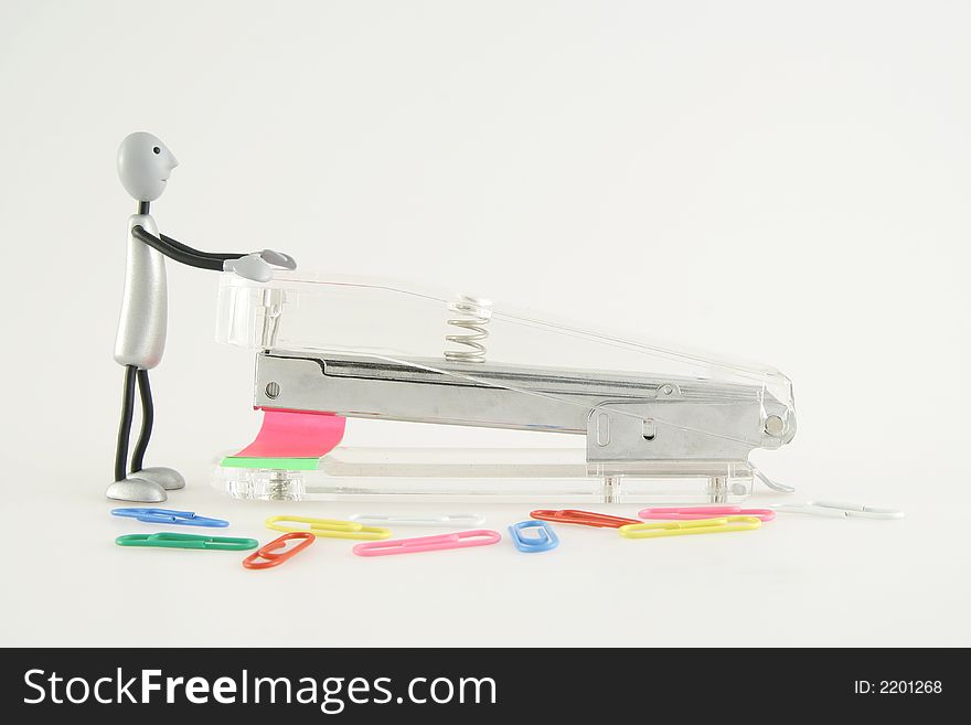 Figure uses office objects on white background