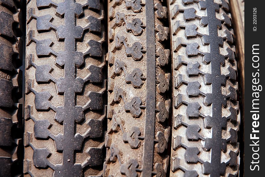 Bike tyre in Sichuan,west of China. Bike tyre in Sichuan,west of China