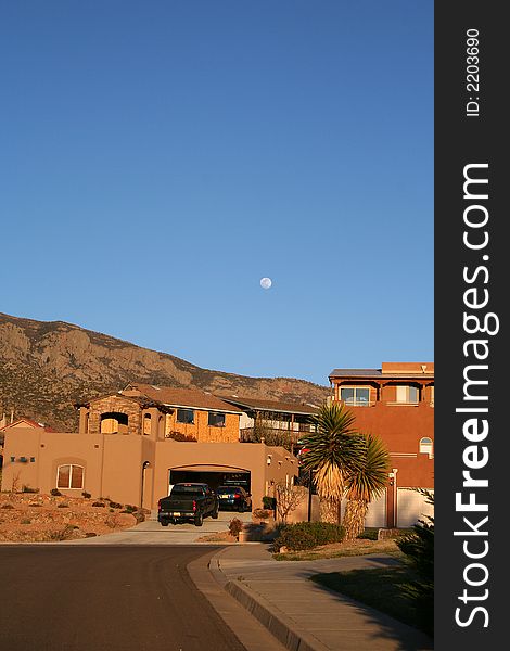 Southwestern homes with moon and mountains. Southwestern homes with moon and mountains