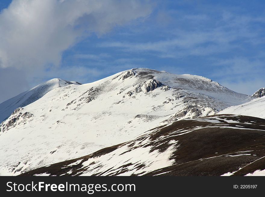 Winter landscape captured on Castelluccio di Norcia - Sibillini mountains - Umbria- Italy. Winter landscape captured on Castelluccio di Norcia - Sibillini mountains - Umbria- Italy