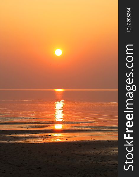 The spring sunset on a Baltic sea. The spring sunset on a Baltic sea