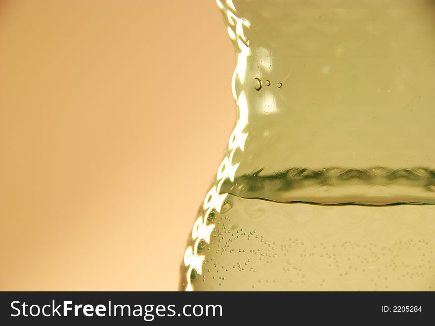 Closeup of a bottle of clear, refreshing water