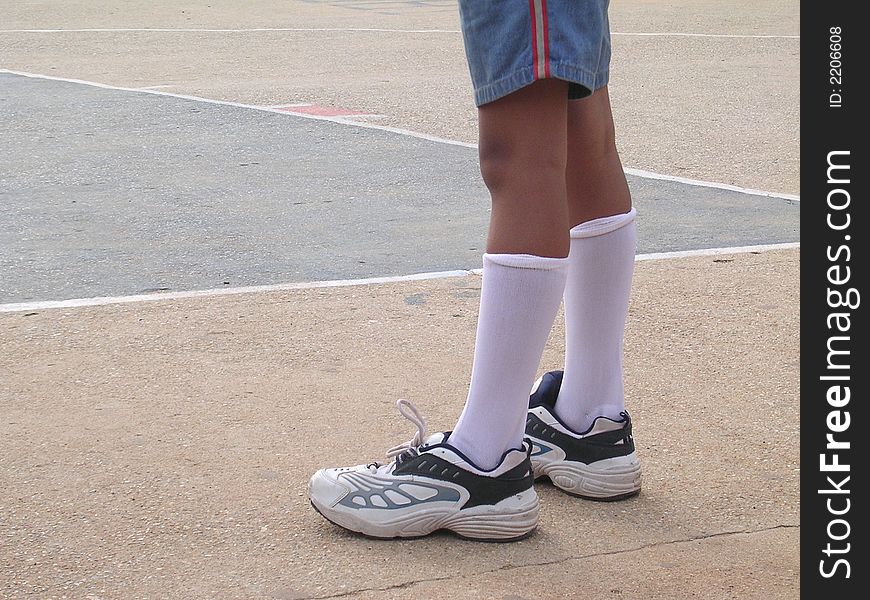 Side profile of a boy's legs. Side profile of a boy's legs