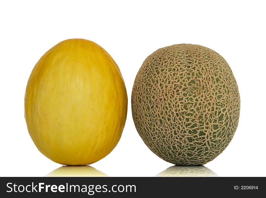 Isolated melons over white background