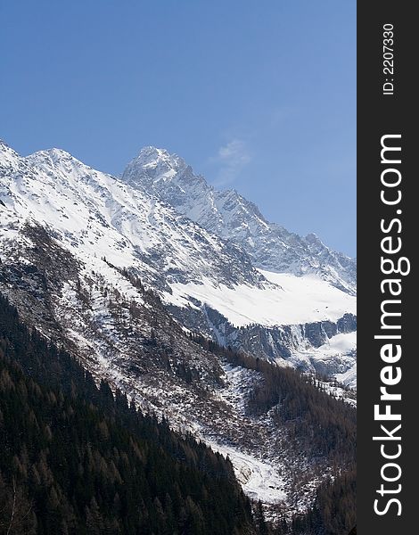 Breathtaking Snowy mountains landscape with glacier. Breathtaking Snowy mountains landscape with glacier