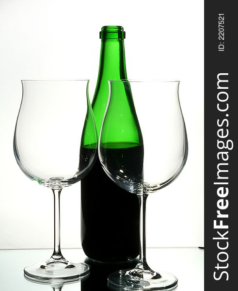 Two Wine Glasses With Red Wine