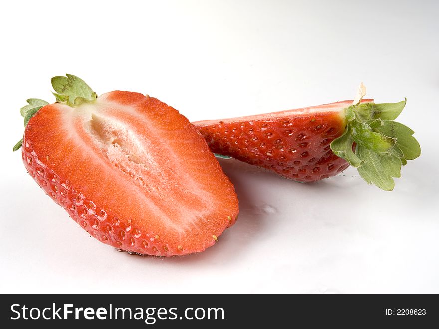 Strawberry close-up on neutral background