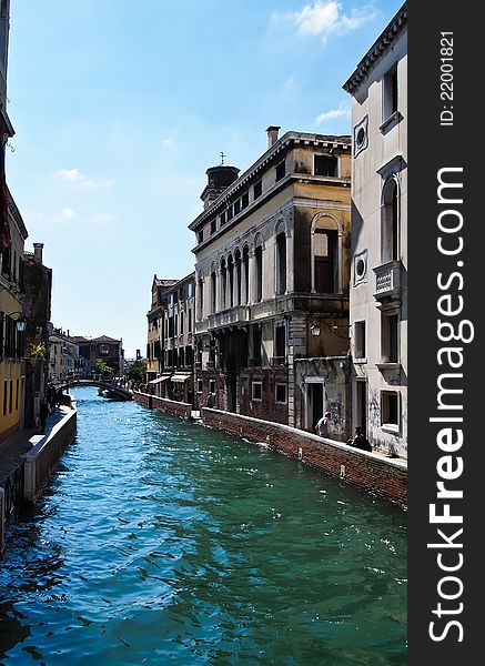 Venice 's Grand Canal with blue sky