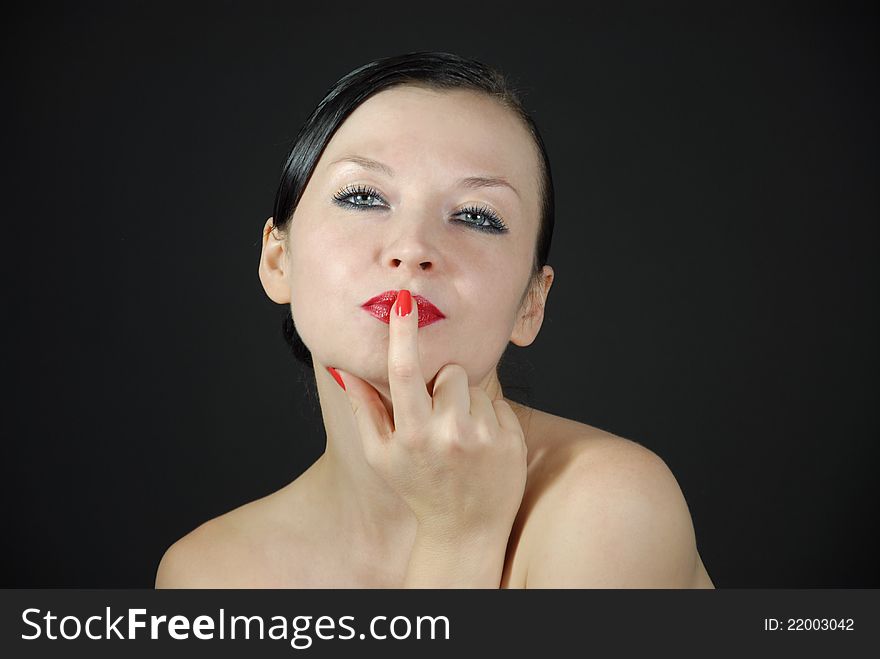 Nice portrait of a girl on a black background