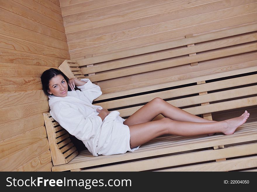 Young Woman Take A Steam Bath