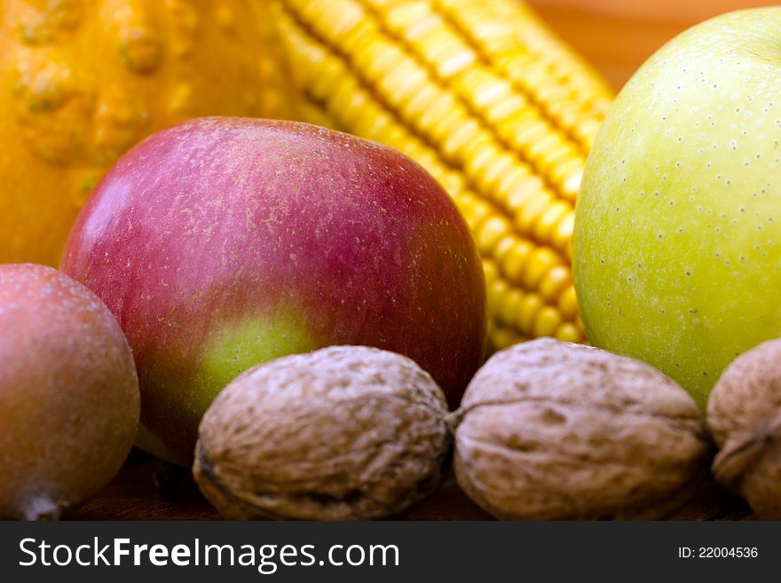 Still life and harvest or table decoration for Thanksgiving. Still life and harvest or table decoration for Thanksgiving