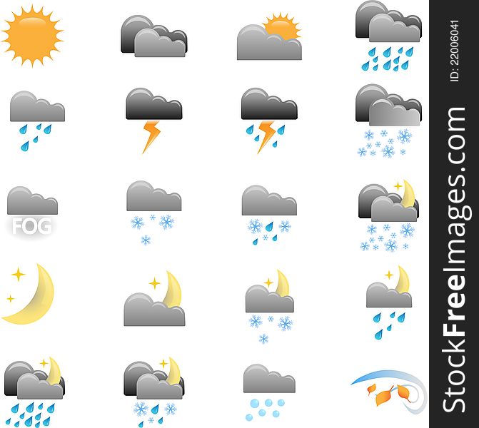 Weather Icons for different weather conditions.