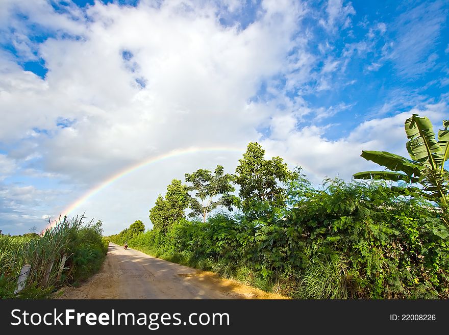 Pathway to Rainbow with dirt pathway