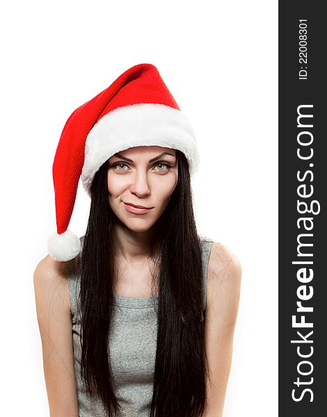 Young Girl In Santa Clause Hat