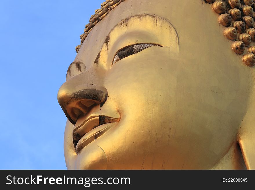 The face of image of big Buddha , Sukhothai , Thailand. The face of image of big Buddha , Sukhothai , Thailand