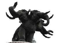 Three Headed Elephant Statue. Royalty Free Stock Images