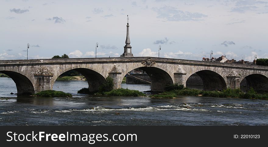 A panorama of a bridge in blois (france). A panorama of a bridge in blois (france)