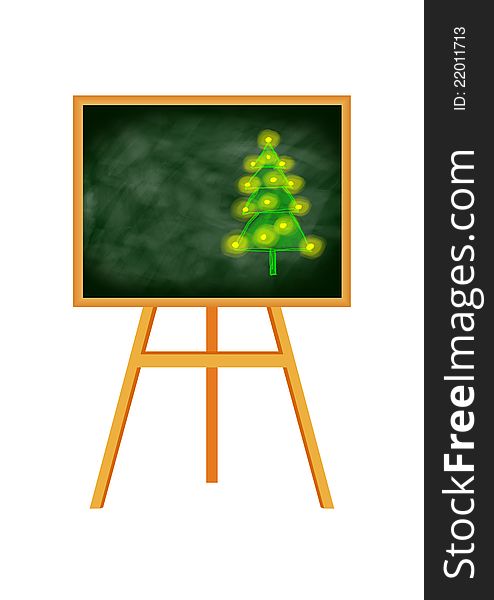 Christmas drawing on isolated blackboard