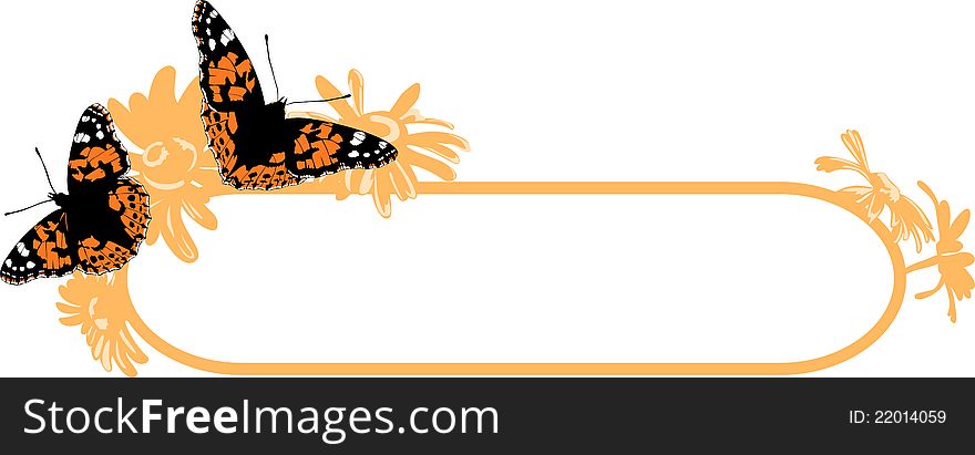 Abstract background of flowers with two butterfly and space for text