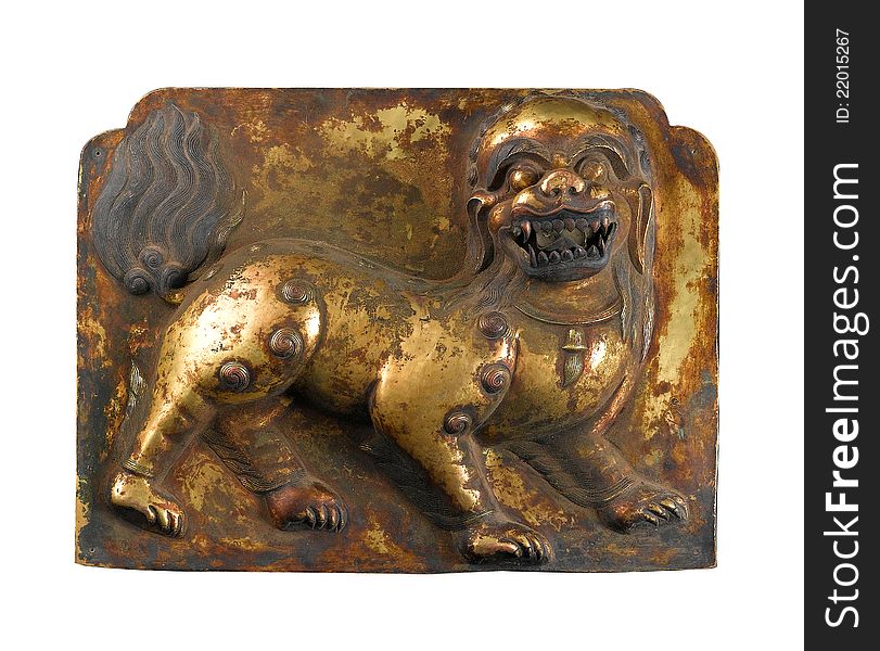 Tibetan bronze works statue or antique lion sculpture the story from tales in Tibet. Tibetan bronze works statue or antique lion sculpture the story from tales in Tibet