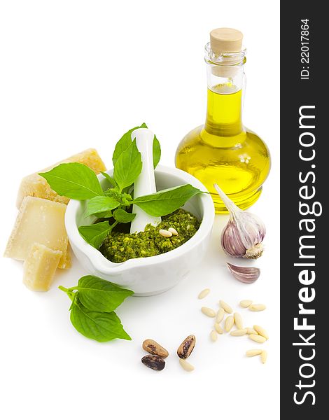 Fresh Italian Pesto and its ingredients