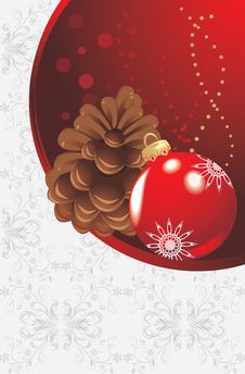 Red Christmas Ball And Pinecone Stock Image Red Christmas Ball And Pinecone Stock Image