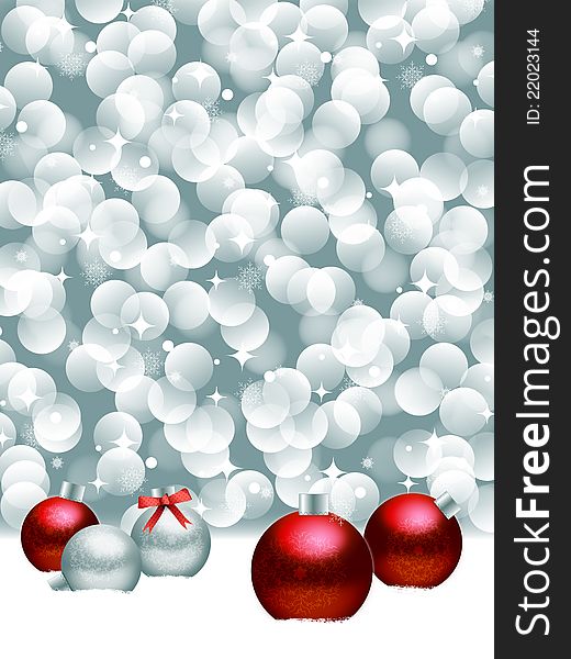 Christmas ball on abstract light background.