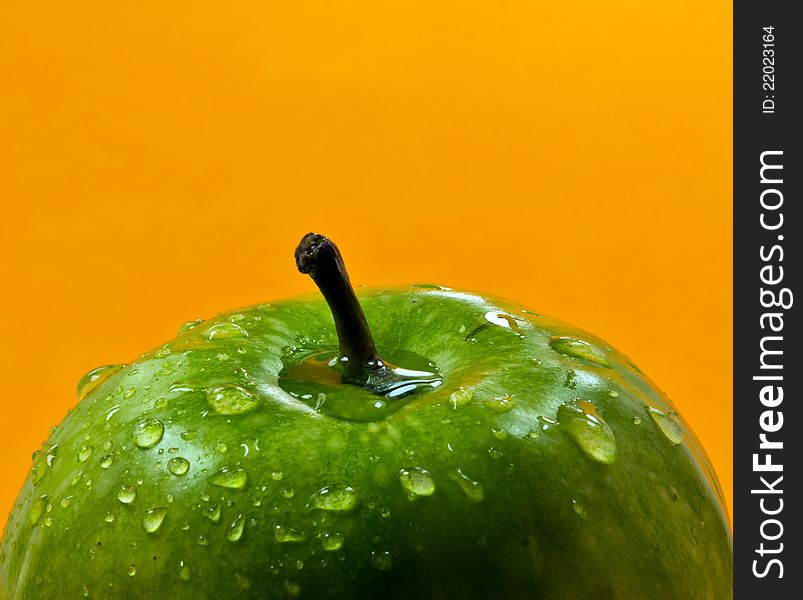 Green apple was photographed inside a light-box. Green apple was photographed inside a light-box