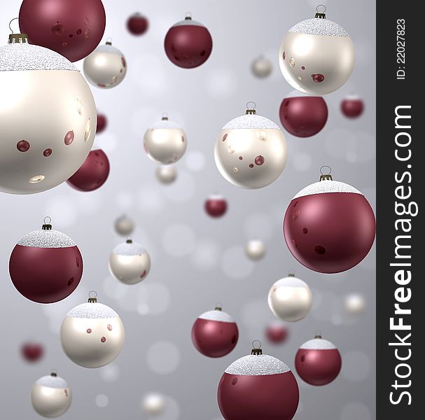 Christmas balls on grey background
