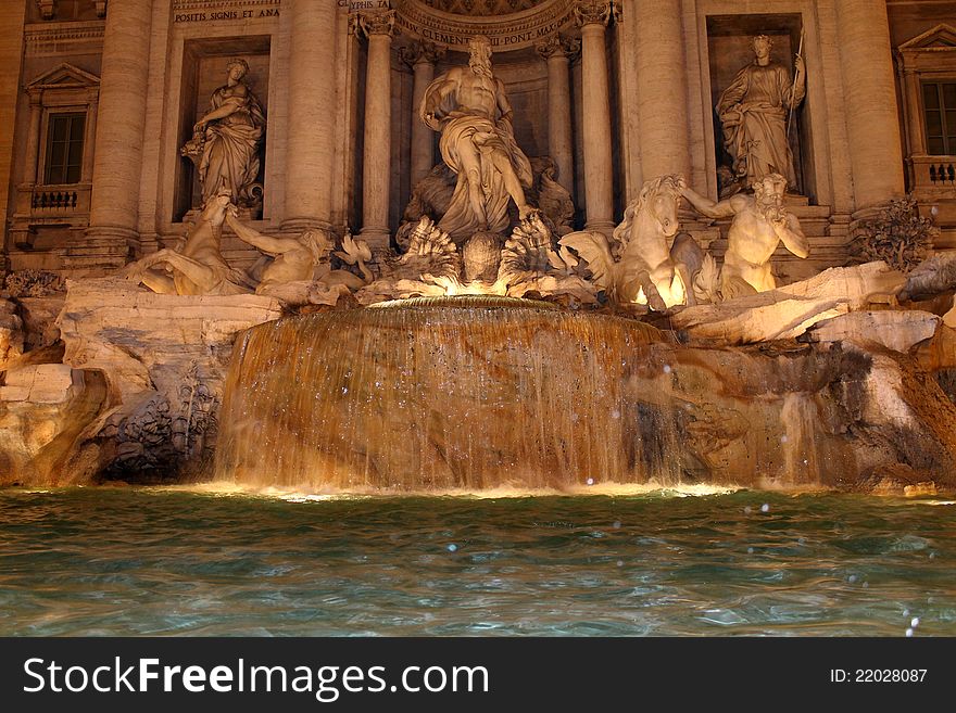 One of famous tourist place in Rome, Italy - persons throw coins in fountain for returning. One of famous tourist place in Rome, Italy - persons throw coins in fountain for returning