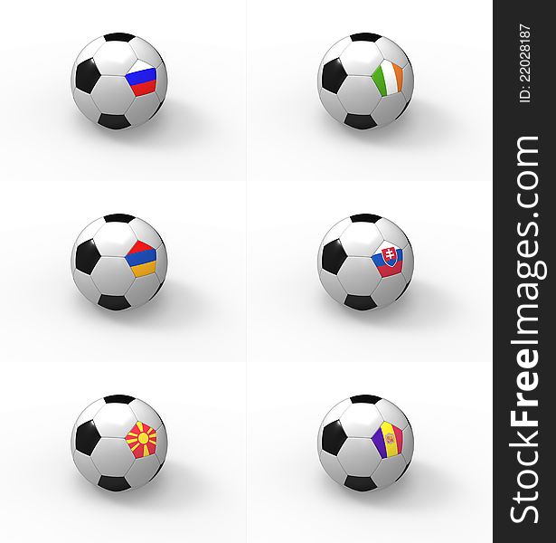 Euro 2012, soccer ball with flag - Group B - Russia, Ireland, Armenia, Slovakia, Macedonia, Andorra