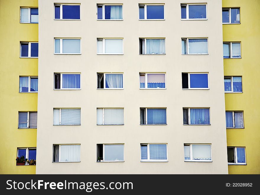 Many different windows in a residential area