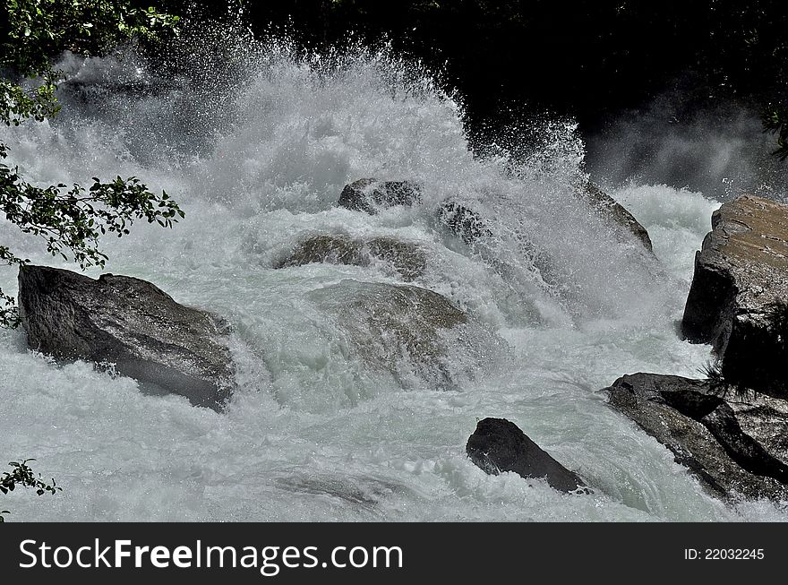 Cascade on Woods Creek in Kings Canyon National Park. Cascade on Woods Creek in Kings Canyon National Park