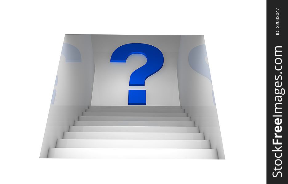 One staircase with a question mark at the end of it (3d render). One staircase with a question mark at the end of it (3d render)