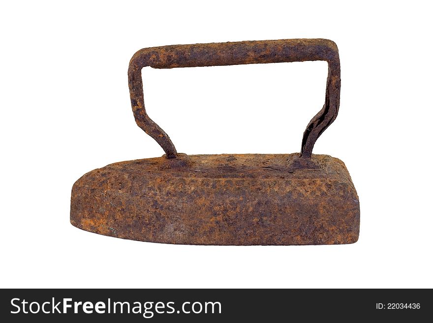 Old, rusty metallic iron on a white background. Old, rusty metallic iron on a white background