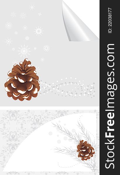 Pinecone With Snowflakes. Backgrounds For Design