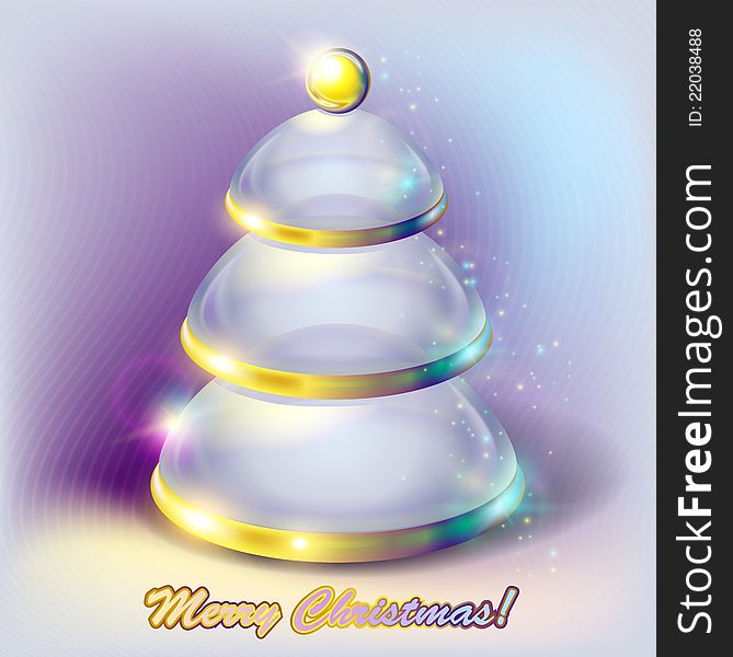 Abstract glass Christmas tree with gold rings