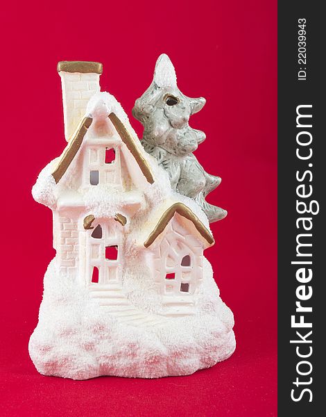 Winter house white Christmas decoration lantern