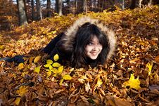 Woman Lying In Fallen Leaves Royalty Free Stock Photos Woman Lying In Fallen Leaves Royalty Free Stock Photos