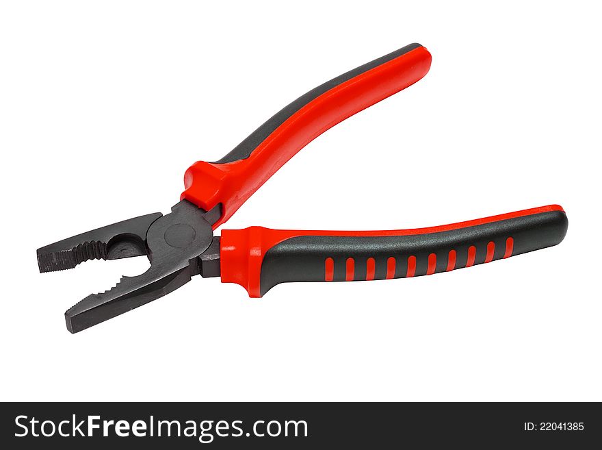 Pliers, open, isolated on white background