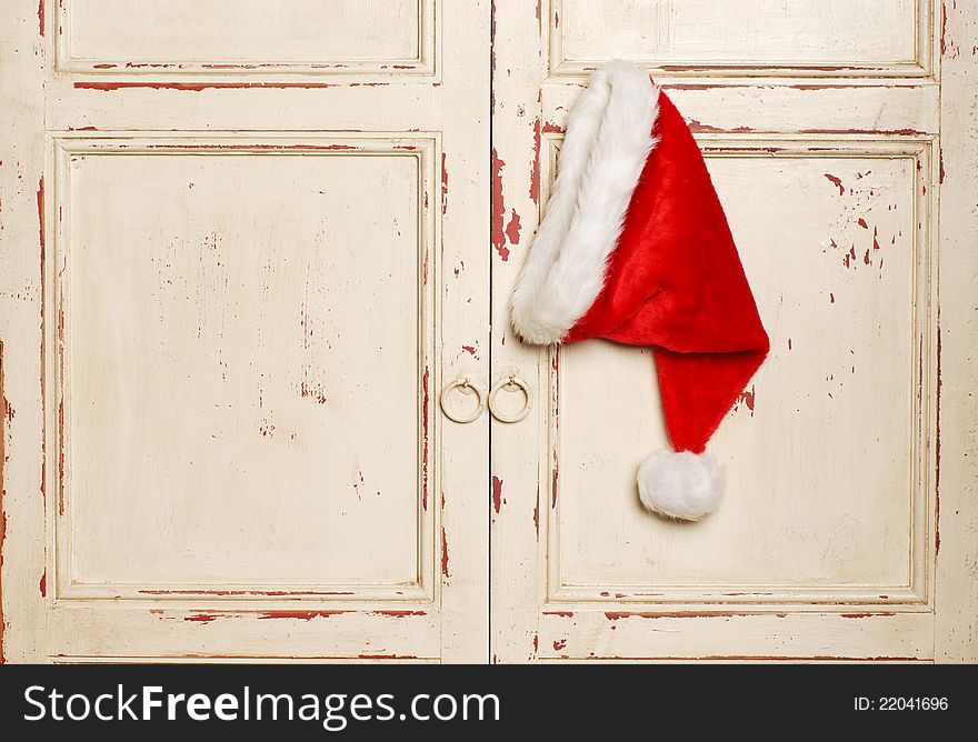 Christmas decorations on front door